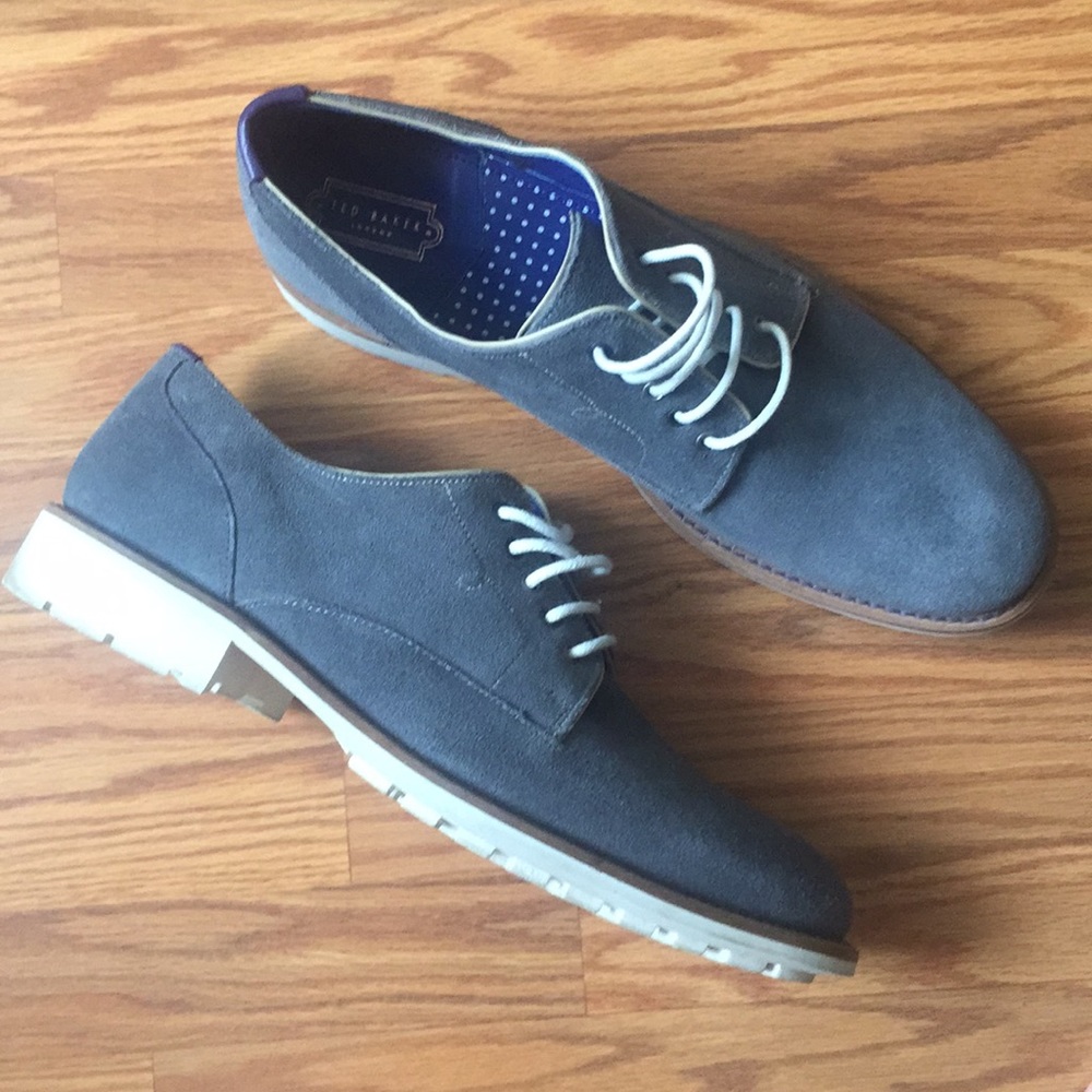 Ted Baker Tich 4 Grey Suede Oxfords Derby Shoes 9